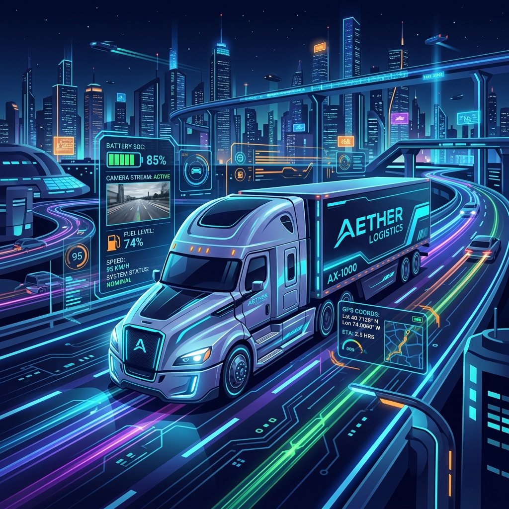 Futuristic Truck Telematics HUD Demonstration